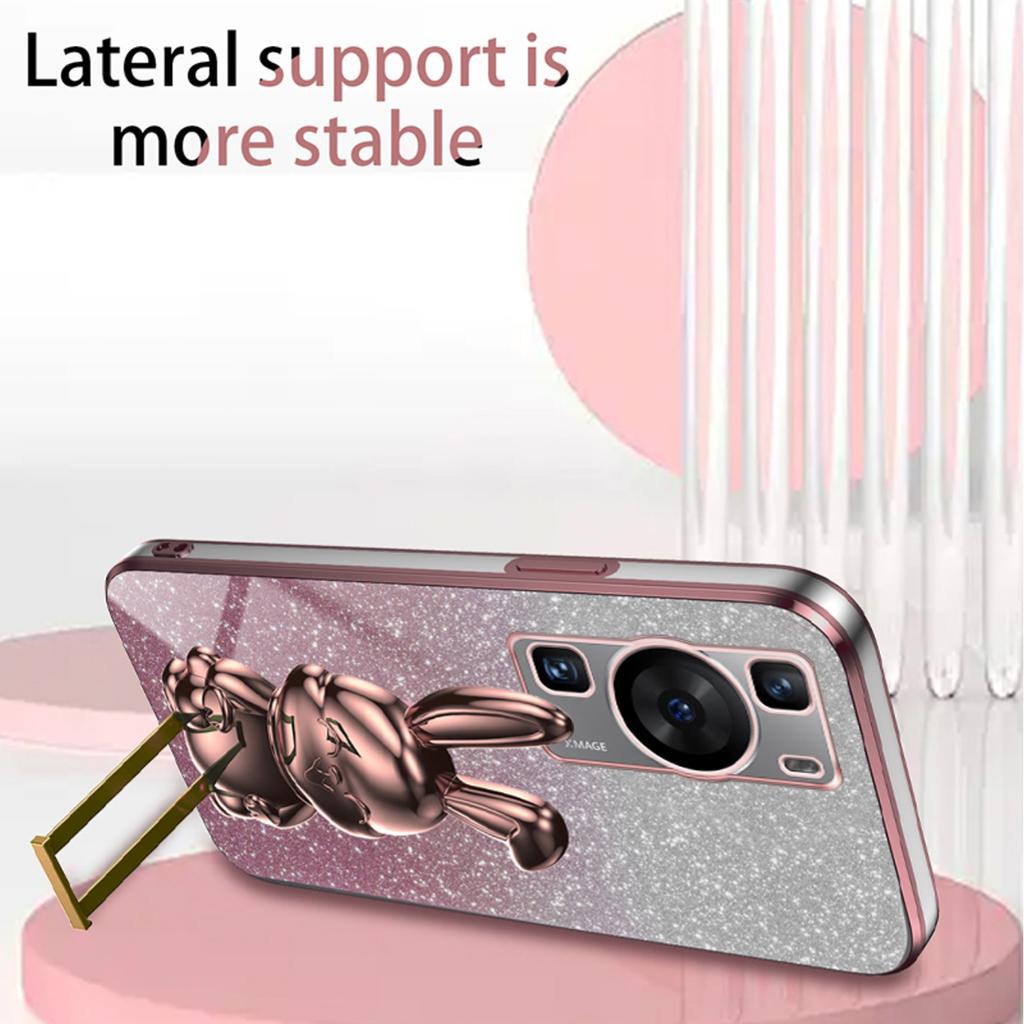 Phone Cover for Huawei P60 Pro/P60 Case Glitter Powder PC+TPU Shell with Pull-out Kickstand