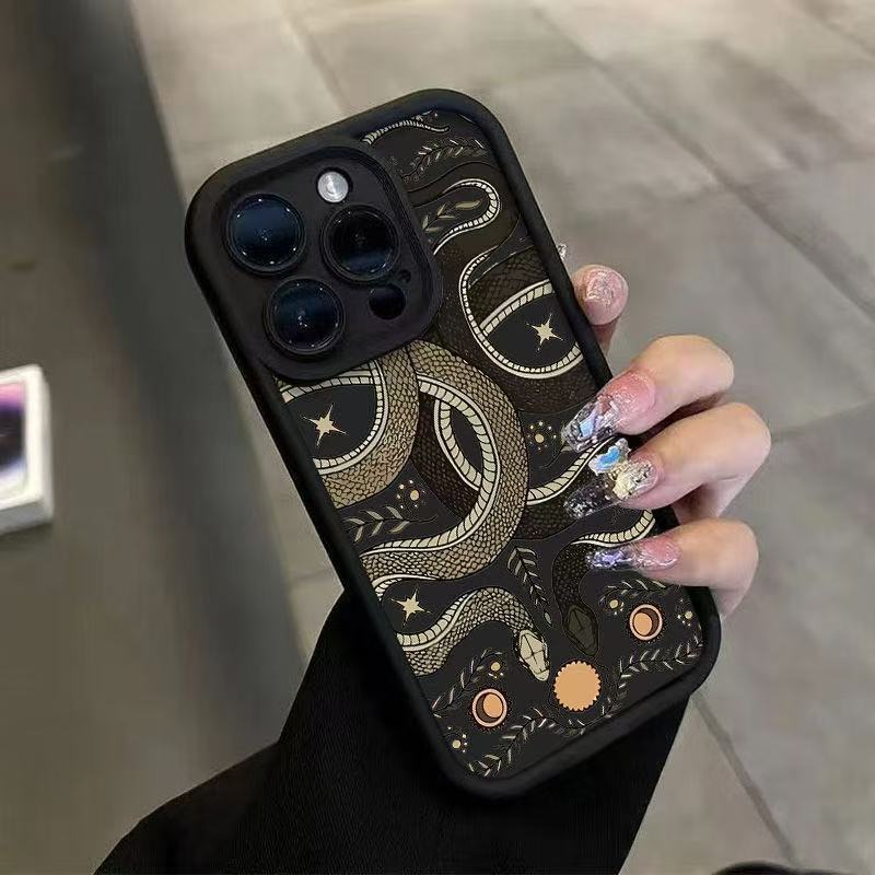 Double snake playing beads are suitable for iphone15pro mobile phone case Apple 16 anti-drop 14 personality 13promax new 12x