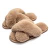 Winter Plush Cross-strapped Cotton Slippers Non-slip Indoor Soft Bottom Warm Fluffy Household Slippers Women