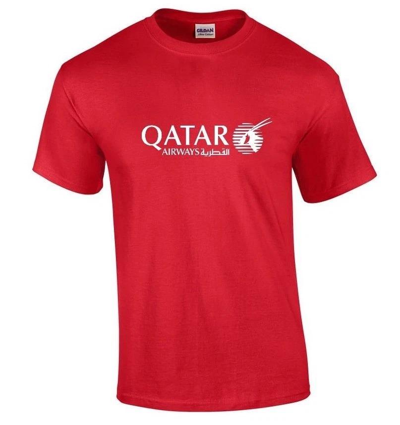 Qatar Airways White Logo Aviation Airline Red T-Shirt 4XL