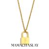 MamacitaSlay 316L Stainless Steel Ancient Letters Engaged Lock Pendant Necklace 18K Gold Plated Waterproof Neck Jewelry Gift