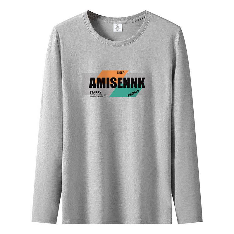 S-5XL Mens Long Sleeved T-Shirt Pure Cotton Man Big Size Crew Neck Sweatshirt