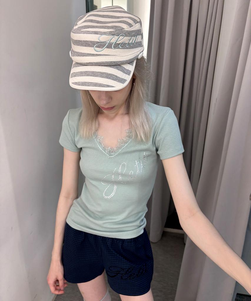 HETIT Stripe Military Cap (Light Gray)
