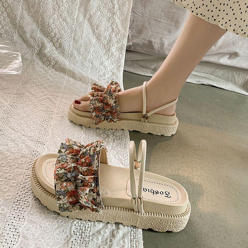 Roman Style Outdoor Open Toe Woman Shoes Round Tip Platform Sandals for Women Luxury 2025 Summer on Offer Footwear Korea Sandal