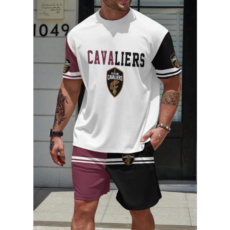 Men's Summer 3D Printed Casual Set Fashionable Comfortable Loose Color Printed Ball Sport Wear