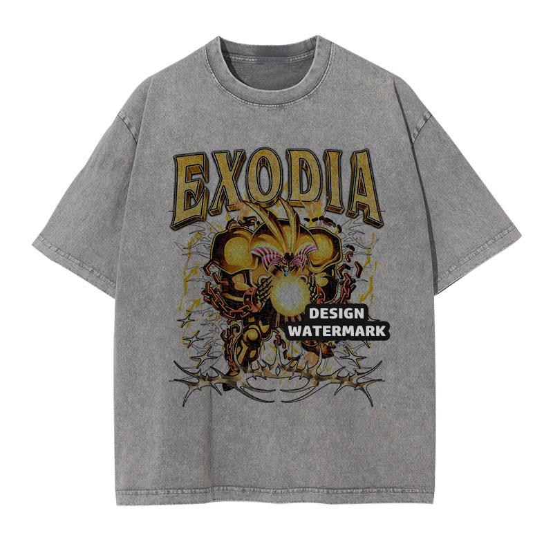 Anime Yu Gi T Shirts Unisexga Vintage Washed Oh Exodia Tshirt Oversized Yugioh Black Magician Girl T Shirt Retro Tops Tees Unisex S