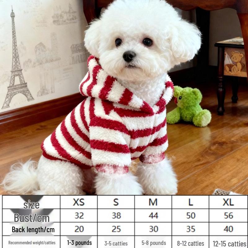 Autumn & Winter Velvet Striped Pet Vest for Hairless Cats & Corgis