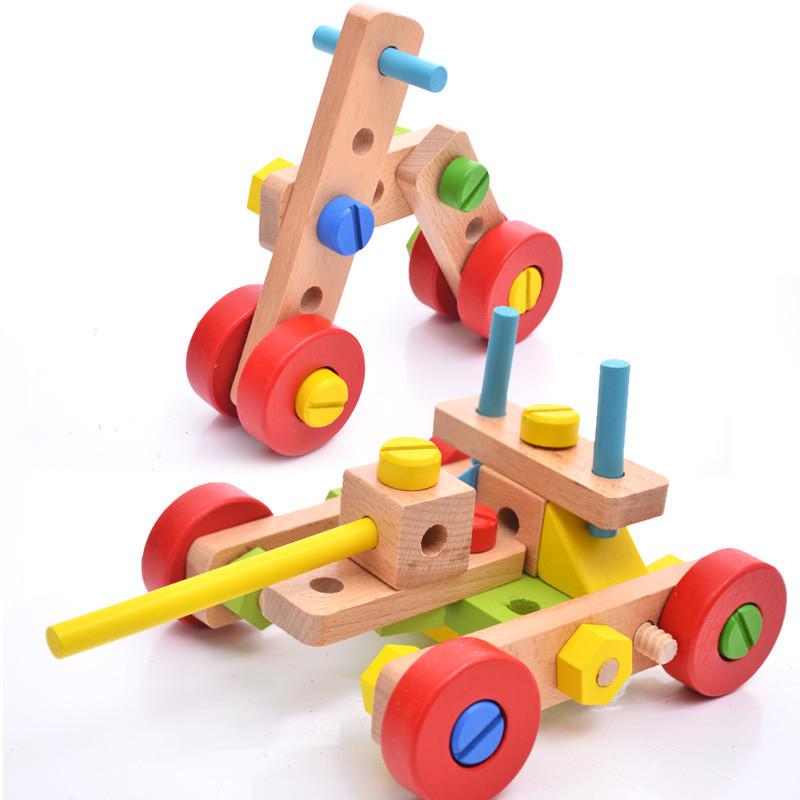 Wooden DIY Kids' Nut Assembly Tool Set - Educational Puzzle Toy for Ages 3-5