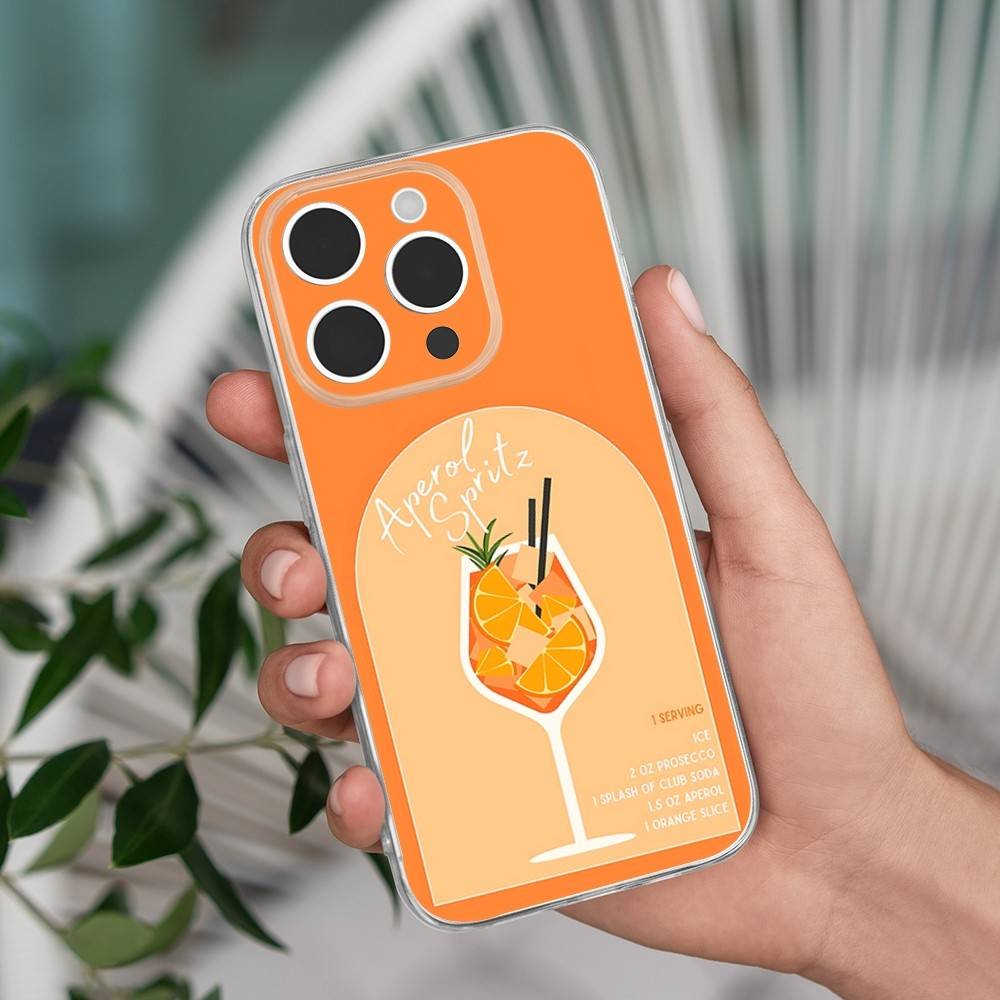 

Aperol Spritz Art Phone Case For iPhone 16,15,14,13,12,11 Pro,Max,Plus,X,XS,XR,SE,Mini Transparent Silicone Soft iPhone14