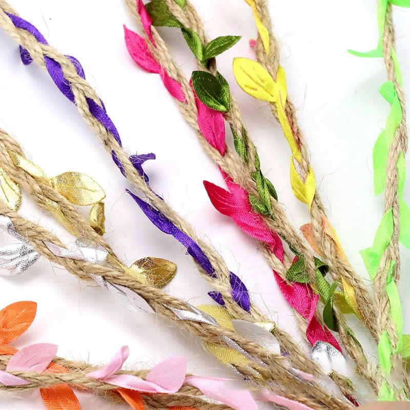 10M Jute Ivy Rattan Artificial Silk Green Leaves Jute Rope Diy Leaf Garland For Wedding Home Party Wall Decoration Fake Plant