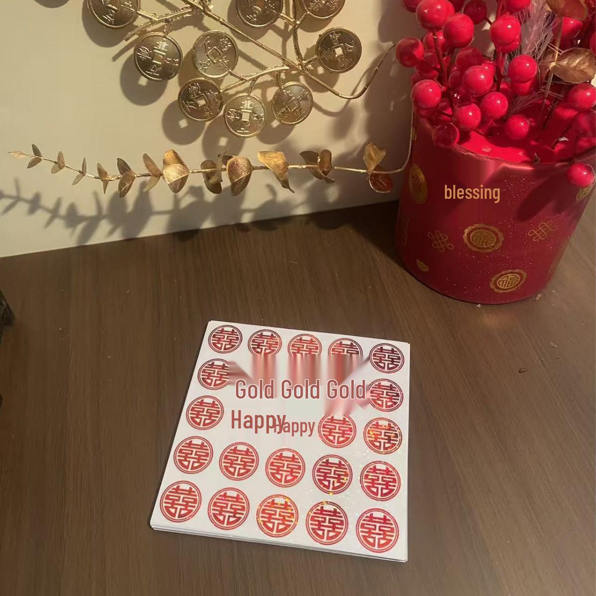 Self-Adhesive Double Happiness Stickers for Newlywed Room and Bride s Dowry Decoration
