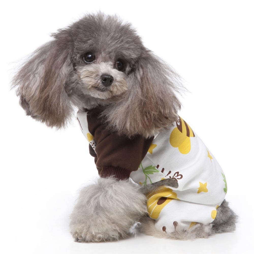 Pet pajamas striped four-legged clothes cotton printed dog clothes four-legged comfortable knitted pet clothes