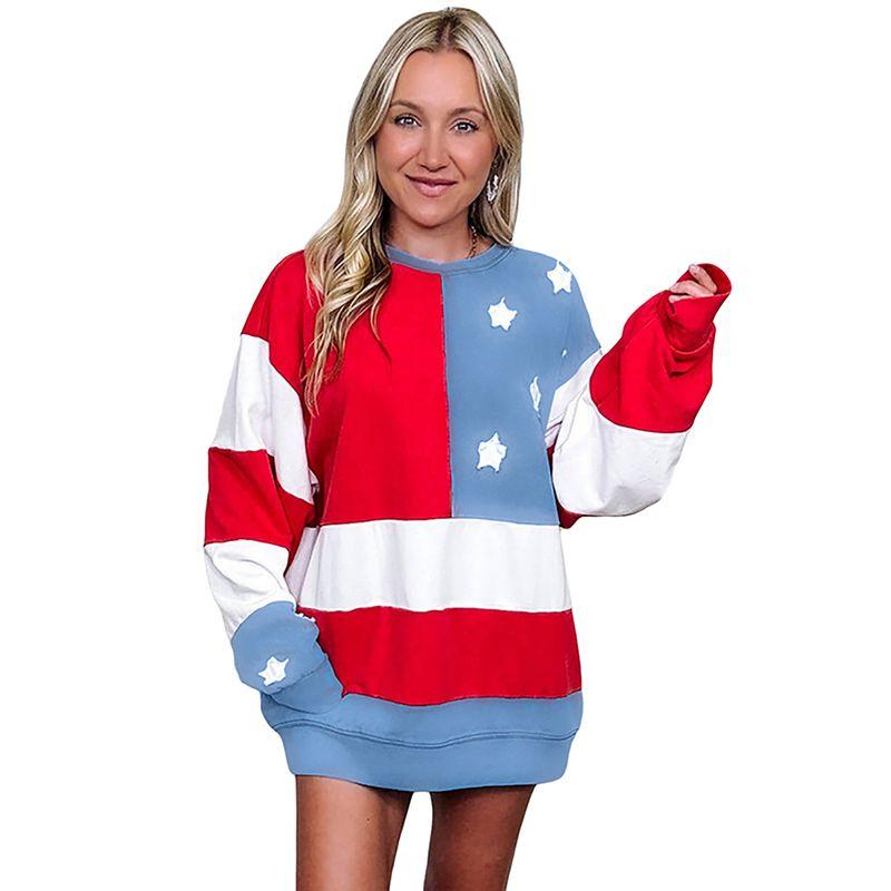 

American Shiying Retro Color Matching round Neck Hoodie Women 2025 Autumn New Loose Niche Long sleeve Top Women Color Size S fit (45.00 kg-55.00 kg