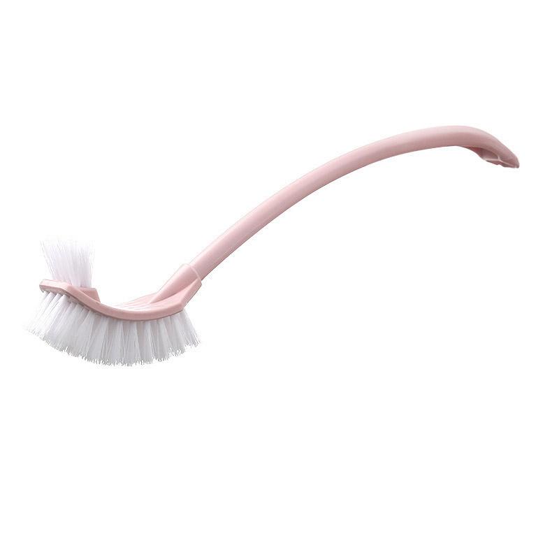 

Houseeker Bathroom S-type Toilet Curve Brush Bent Head Corner Gap Brushs Двусторонние мягкие инструменты для чистки волос розовый