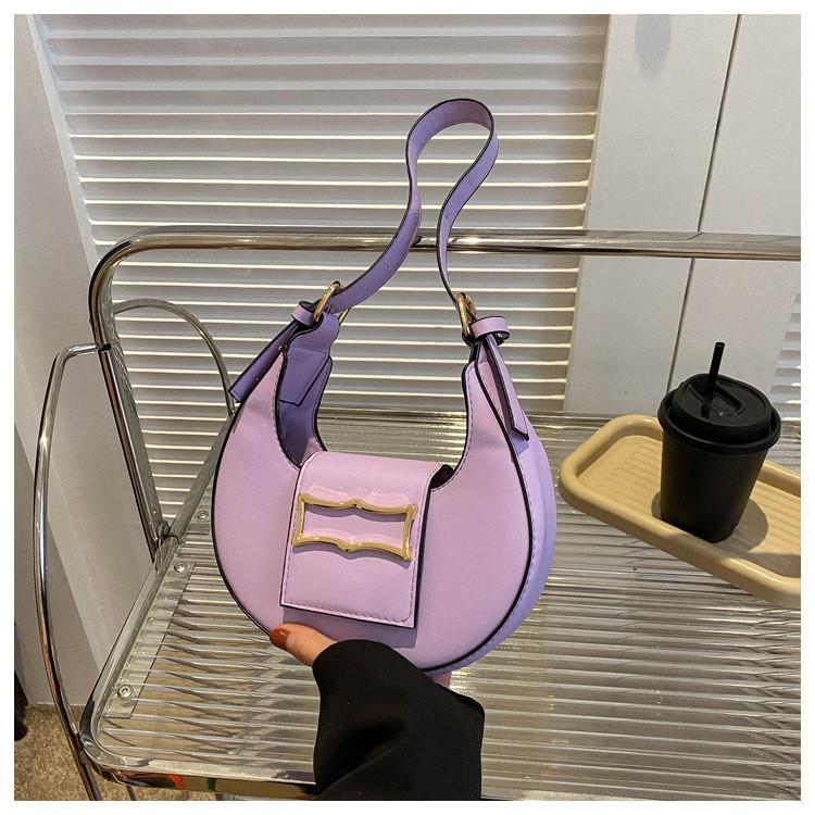 Trendy 2023 Summer Minimalist New Moon Handbag Street Style Small Pu Shoulder Bag фиолетовый