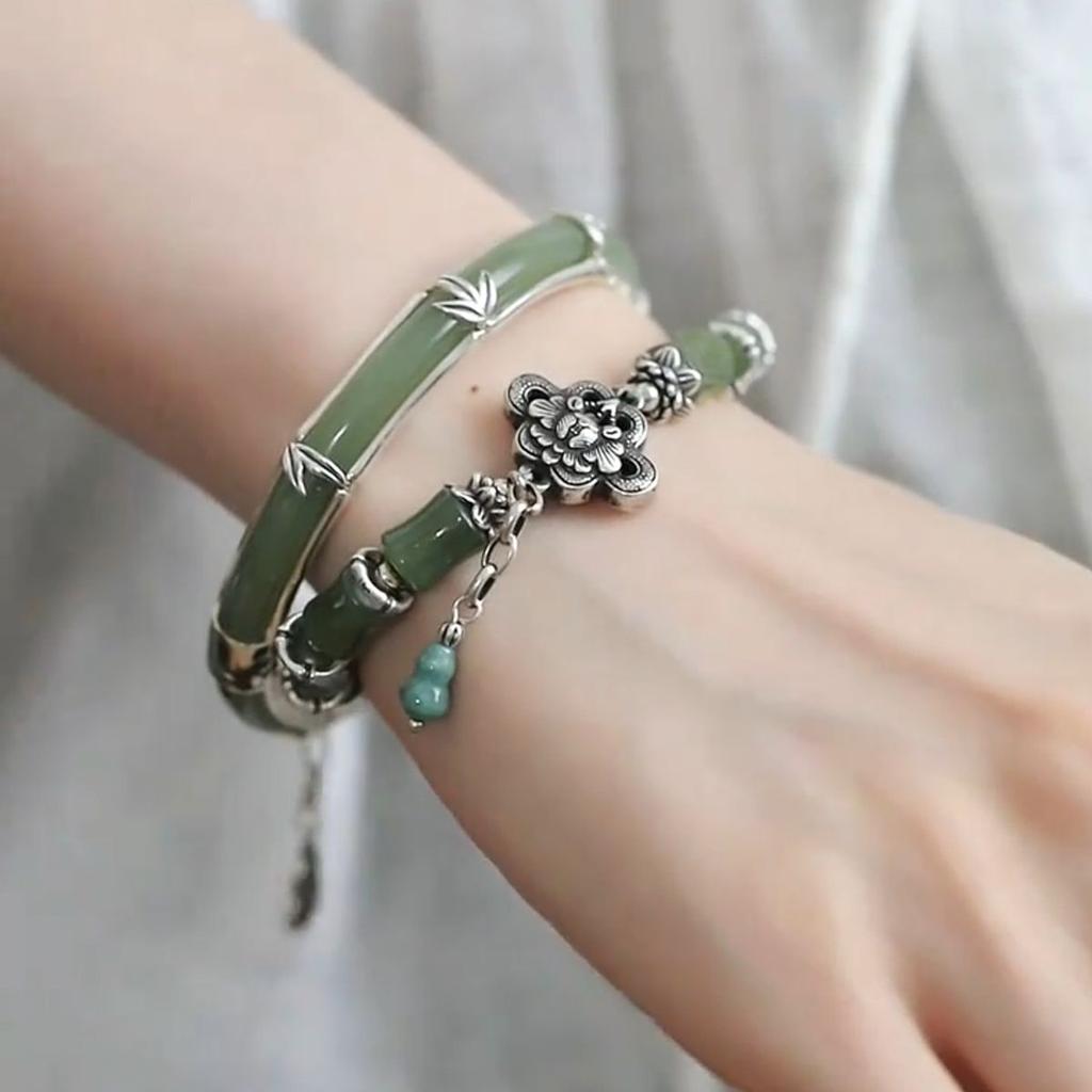 Retro style bamboo bracelet women's new Chinese style classical national style peony flower bracelet court style mother bracelet