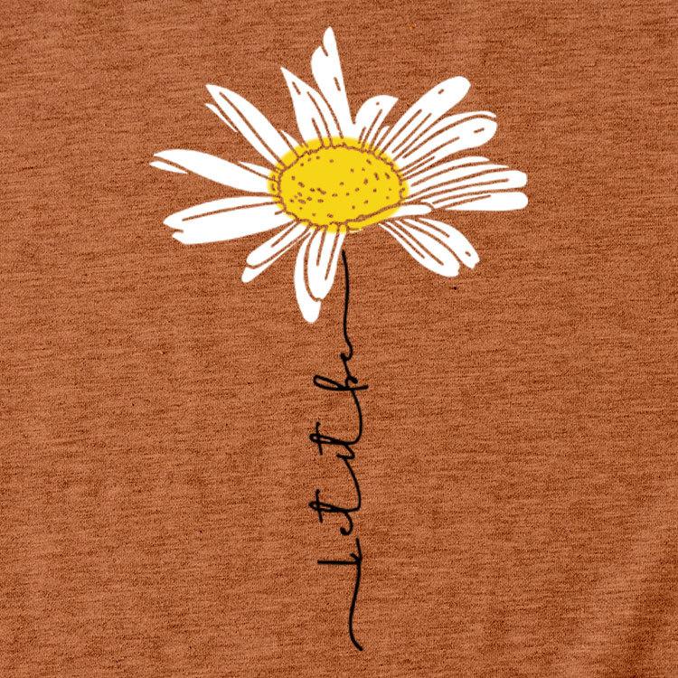 Sommer Rundhals 3D Gänseblümchen Print Top Modische Lässige Kurzarm Damen T-Shirts