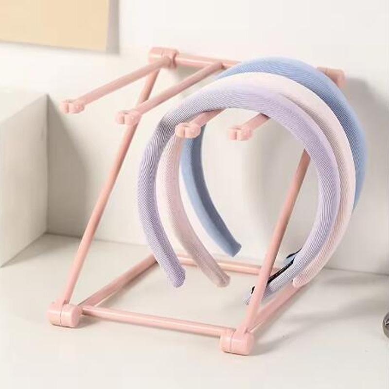 Plastic Jewelry Display Stand Pink Foldable Headband Scrunchies Hair Claw Clip Accessories Storage Organizer Shelf Holder