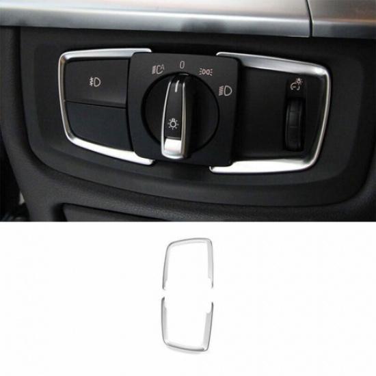 Fit For BMW X5 X6 F15 F16 2014-2018 ABS Silver Headlight Button Frame Cover Trim