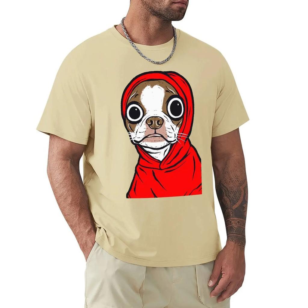 Brown Boston Dogs Terrier Hoodie T Shirt Harajuku Short Sleeve T-shirt 100% Cotton Graphics Tshirt Tops