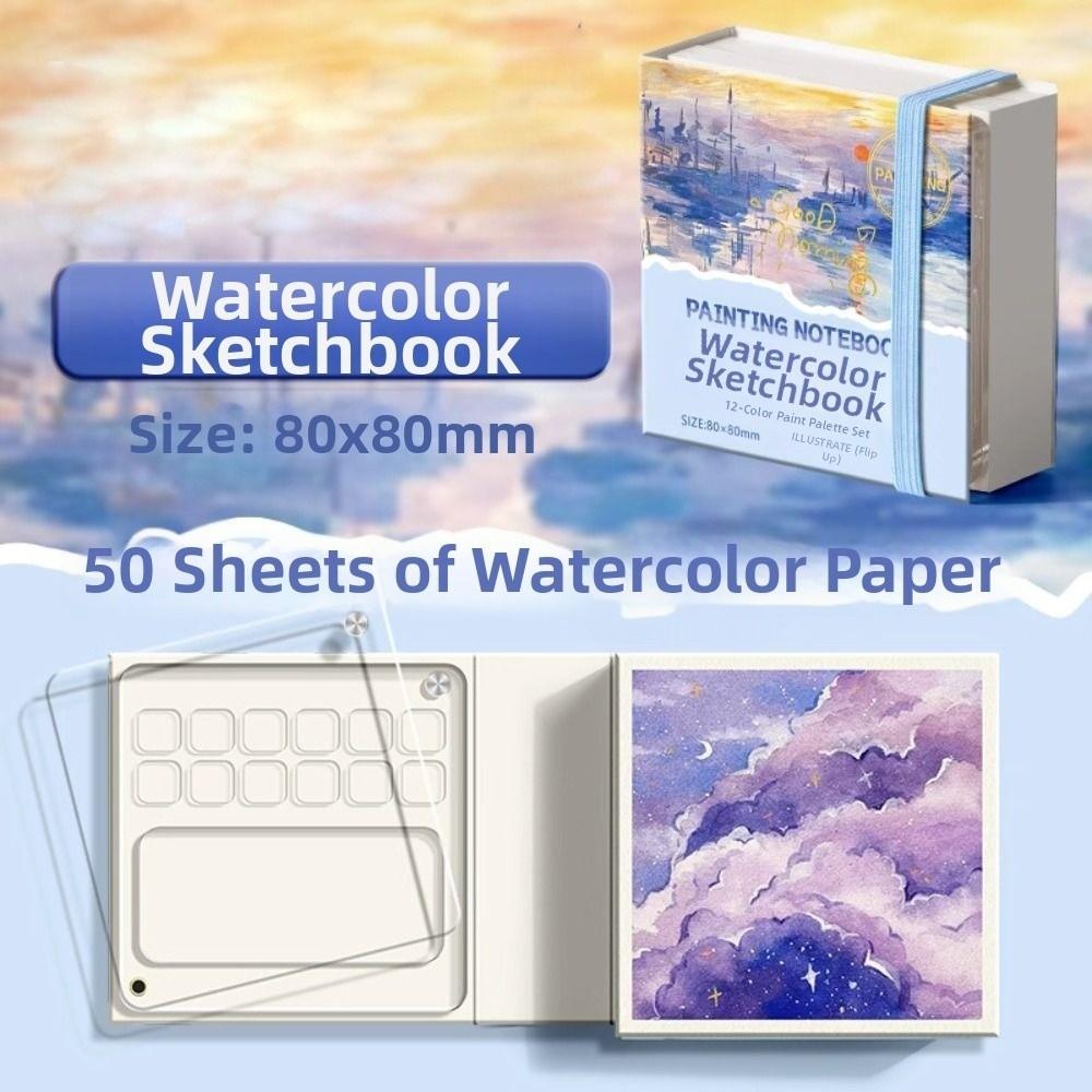 Grid Paint Box Tearable Painting Book Travel Watercolor Palette Paint Palette Notebook
