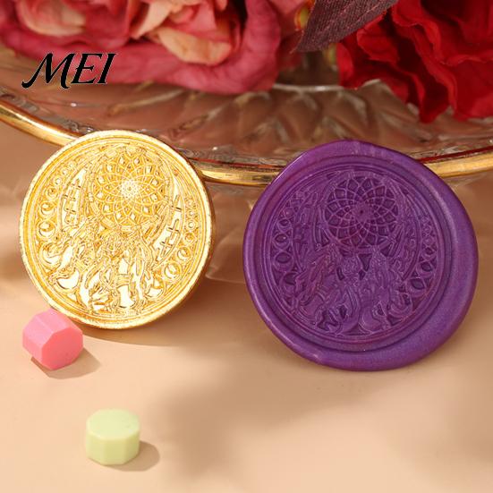 Decorative Stamp Replacement 10 Pcs Wax Seal Head Replacements, Vintage Flower Pattern Sealing Retro Handbook Embellishment Brass Heads for Envelope,