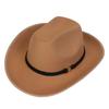Unisex Western Cowboy Hat Wide Brim Roll‑Up Brim Double‑Top Felt Fedora Hat,10 Colors,Multiple Optional Detachable Hat Bands