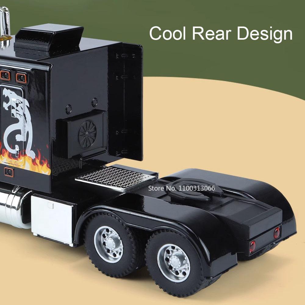 1:24 Peterbilt 389 Toys Alloy Cars Diecast Models with Light Music Pull Back Vehicle 3 Doors Opened Miniature Car for Boys Gifts