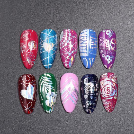 

10Pcs/Set Nail Transfer Starry Patterns 3D Effect Ultra Thin Heart Lines Nail Foil