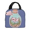 Cute Cartoon Axolotl In Coral Reef Insulated Lunch Bag for Women Children Leakproof Food Boxes Thermal Lunch Box Tote