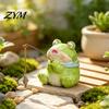 Resin Fishing Cat Frog Panda Figurines Leisure Frog/Cat/Panda/Bear Statue Ornaments, Clear Mini Vases Miniature Unique Animal Themed Home Decor