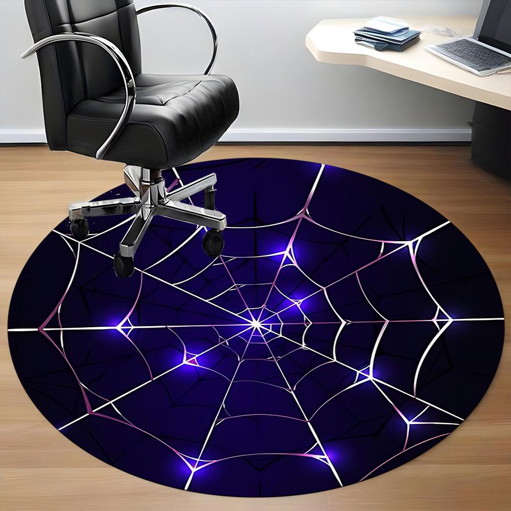 1pc Spiderweb Office Round Rug, Carpet for Office, Gaming, Lightweight Round Floor Mat yy260205003