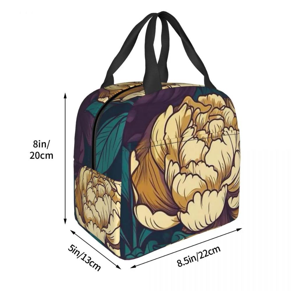 Purple Flower Vintage Pattern Insulated Lunch Bag for Women Children Portable Food Boxes Thermal Lunch Box Tote