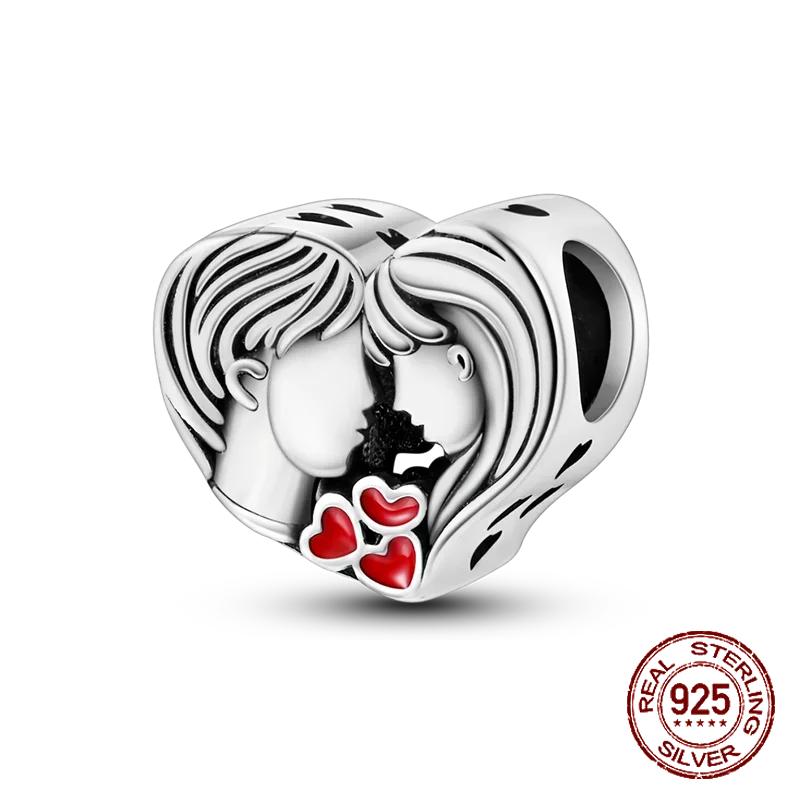 Red Color Series Charms Beads Copper Blood Heart Love Car Strawberry Fruit Dangle Fit Original Bangle Bracelet Diy Jewelry