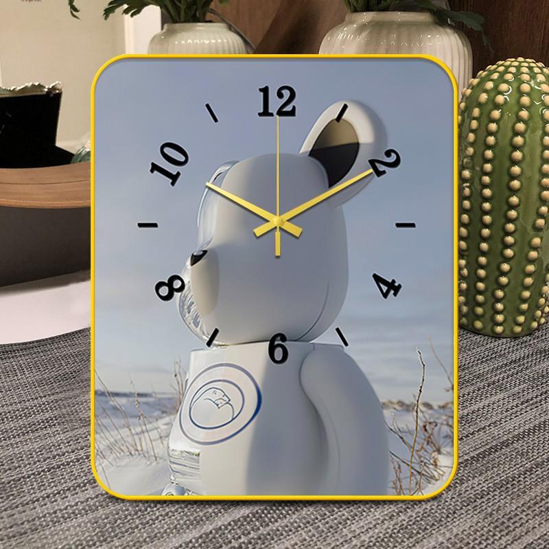 Modern Minimalist Table Clock Bedroom Desk Decor Silent Sweep Movement Wooden Frame Dual-Sided Analog Timepiece