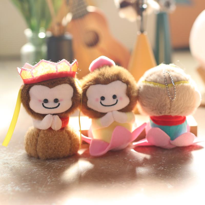 Cute Cute Wukong Lotus Little Monkey Pendant Plush Toy Doll Cartoon Bag Hanging Keychain Rag Doll