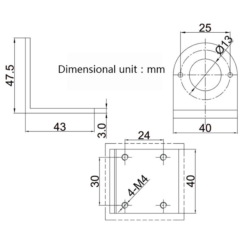 38 tubular motor with mounting bracket 12V 24V DC motor mounting bracket