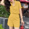ZANZEA Damen Kurzarmbluse und Shorts Sommer Zweiteiliges Anzug-Set