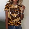 Damen T-Shirt Sommer O-Ausschnitt Top 3D Rot Valentinstag T-Shirt Modisches T-Shirt Vielseitig Große Größe Damen Kurzarm