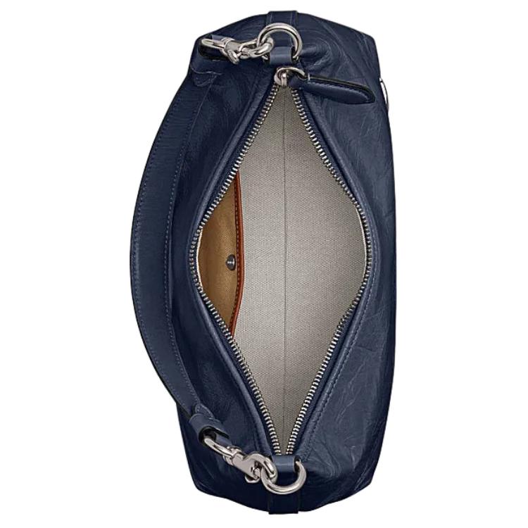 Coach Juliet 30 Zipper Closure Adjustable Detachable Shoulder Strap Leather Tote Crossbody Bag Large Unisex Bags Dark-Blue CR652-LHSMU