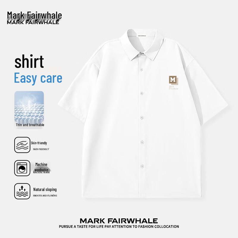 MARK FAIRWHALE Men's Lightweight Casual Short-Sleeve Shirt