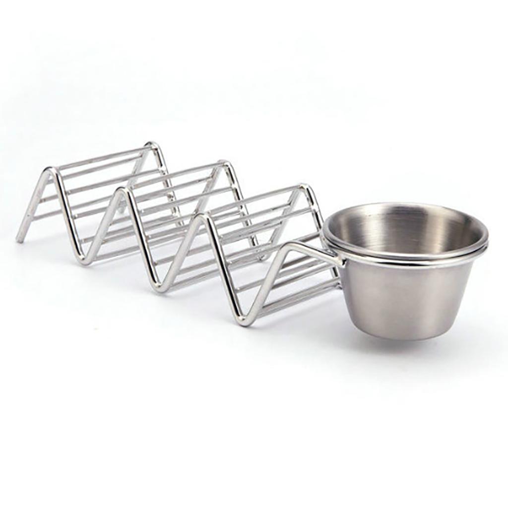 Taco Stand Stainless Steel 3 Grid V Shaped Glossy Taco Holder Rack for Kitchen Home with Double