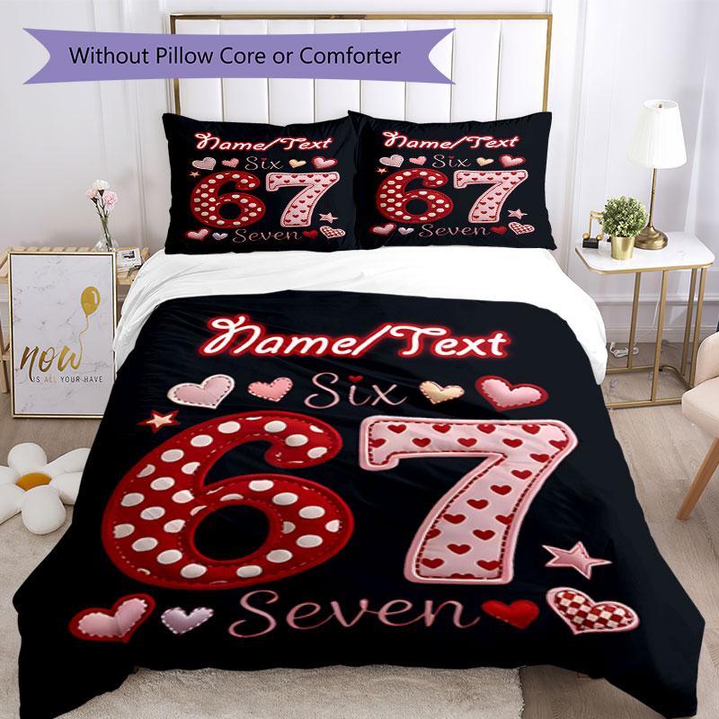 3PC Custom Name Happy 67th Birthday Bedding Set Printed Bedding Set Duvet Cover Closure Includes 1 Duvet Cover & 183 Pillowcases for Bedroom