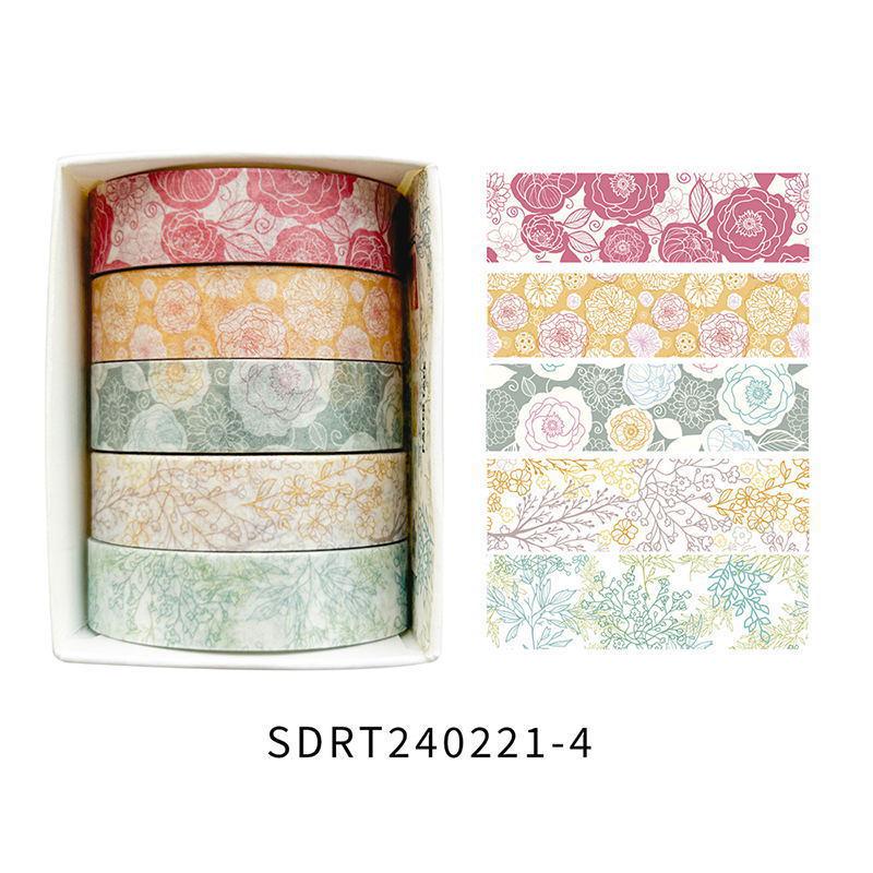 Spring Flower Romance Washi Tape - DIY Journal & Decorative Stickers, Self-Adhesive