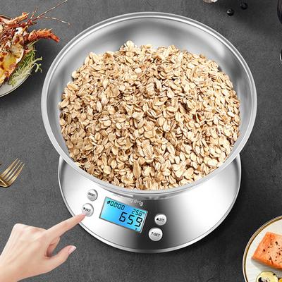 Balance de Cuisine Digitale avec Bol, 5kg/1g Balance à Café Haute Précision, Affichage Portable,