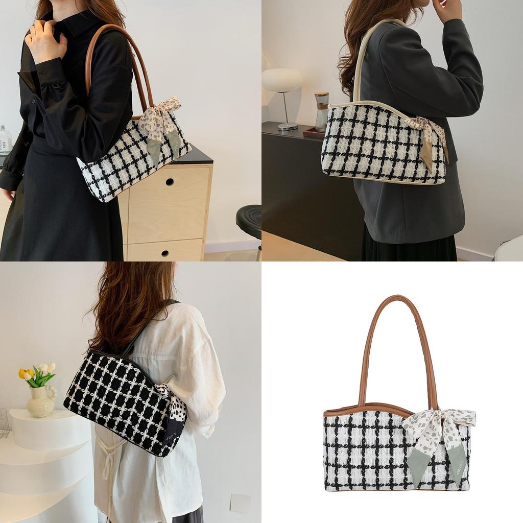 Stylish Korean Large Capacity Tote Bag For Women With Trendy Checkered Design For Spring Summer 2024