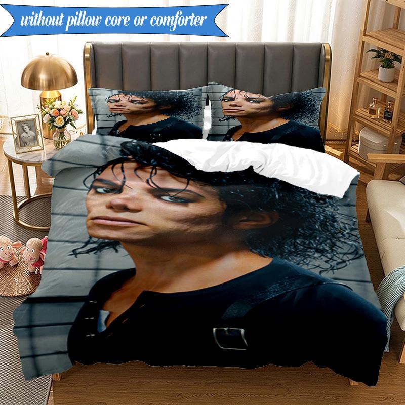Metallic Hair Style Michael Muisc 3pcs K-pop Music Group Bedding set,Ideal for Bedroom, Dormitory,Including Duvet Cover And 2pcs Pillowcases,Fan Gift