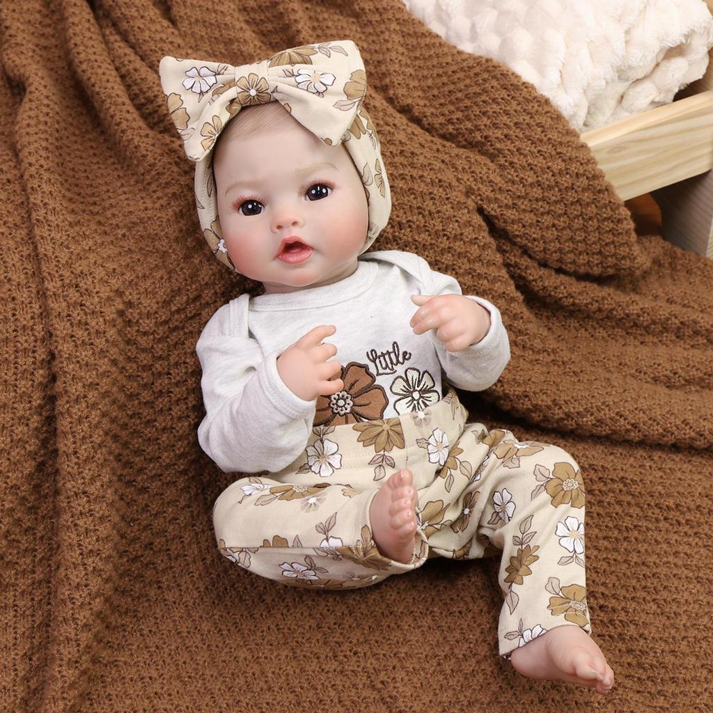 18 Inch Realistic Reborn Baby Doll Full Silicone Vinyl with Visible Veins Newborn Girl Doll Toddler Toy Gift