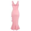 Women Summer Casual V-Neck Sleeveless Dress Solid Color A-Line High Waist Ruffle Hem Irregular Long Dresses Spring Fashion S-XL