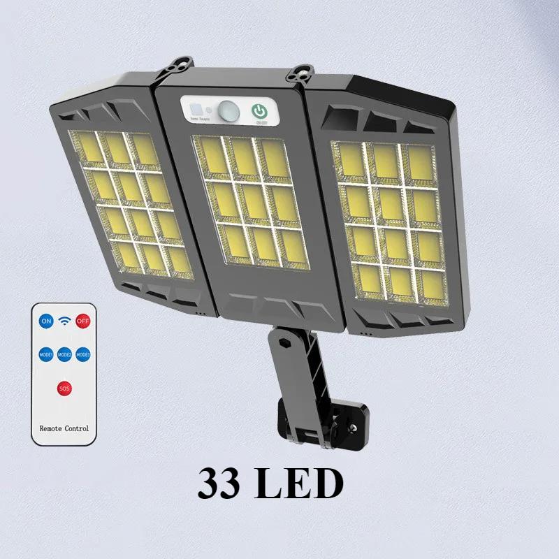 

Солнечный уличный фонарь, уличный водонепроницаемый светодиодный настенный датчик движения, лампа с 3 режимами освещения, складной светильник для сада, двора, двора 33LED With Remote